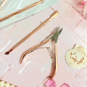 alicate + pusher glam nails rose gold