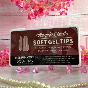 uñas soft gel angela medium coffin vino 550tips