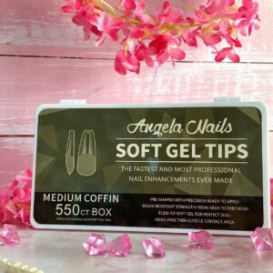 uñas soft gel angela medium coffin verde 550tips