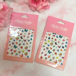 Sticker Mariposa Rosa Glam Nails