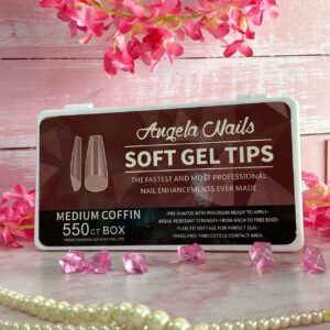 Uñas Soft Gel Angela Médium Coffin Vino 550tips